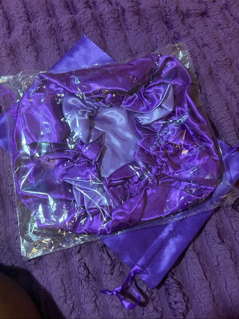 Purple Satin Sleep Bonnet for Women - Luxe Nightcap